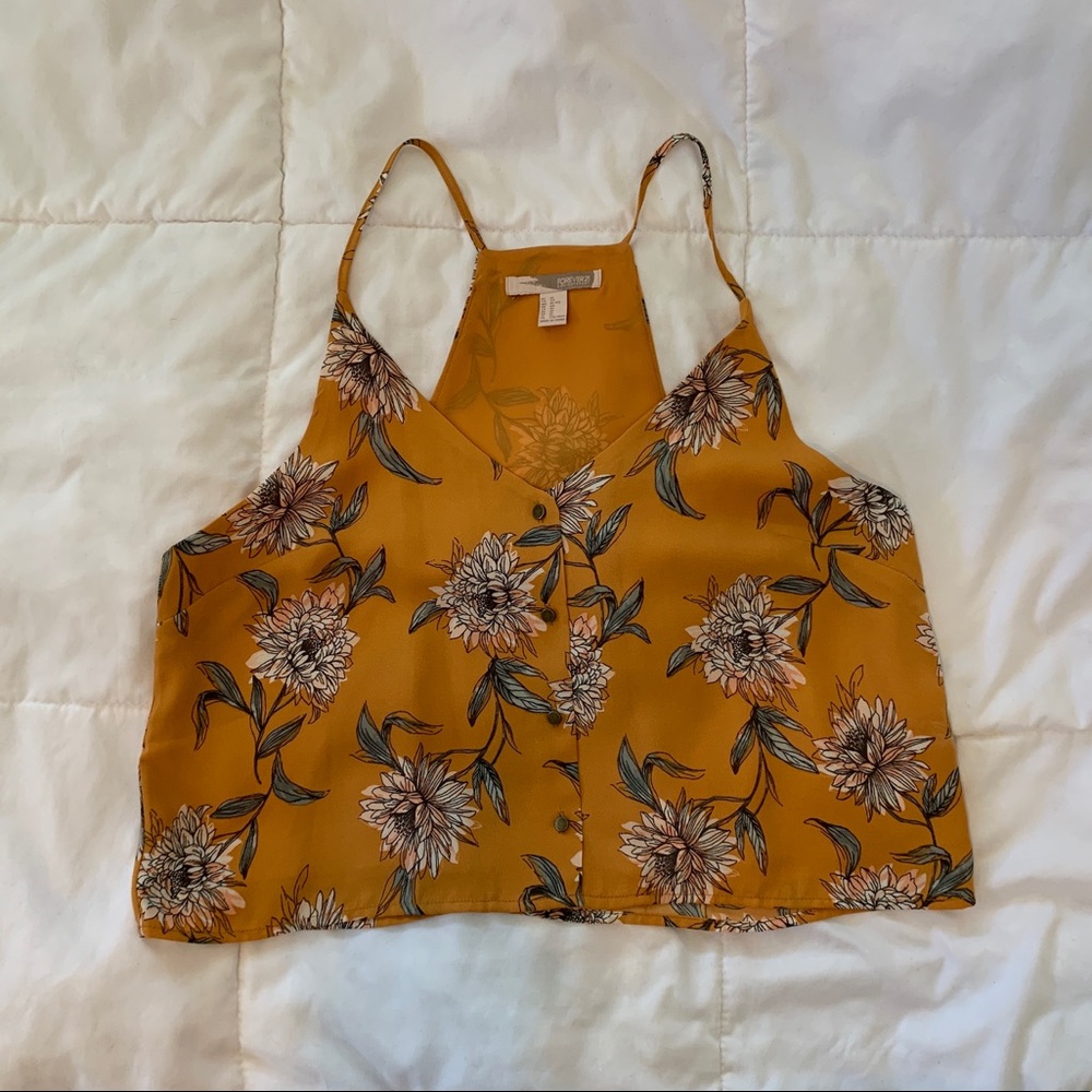Forever 21 Contemporary Floral Cropped Tank